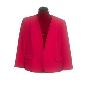 NWT Kasper Blazer Woman's Size 14 Rose Pink Open Front 3/4 Sleeves